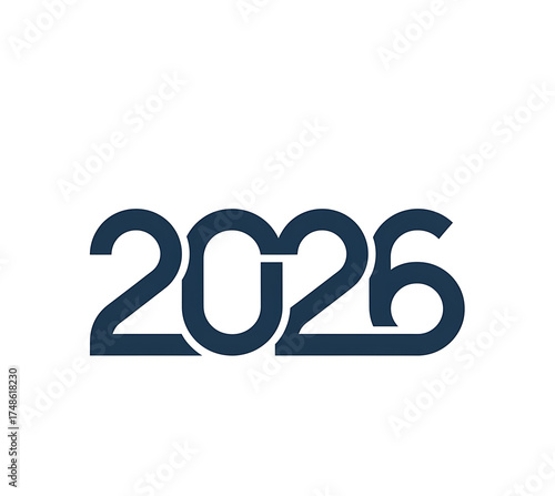 Wallpaper Mural Bold blue new year number twenty twenty six isolated on a white background Torontodigital.ca