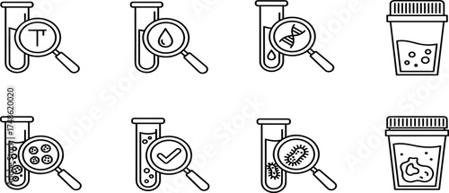 Scientific Analysis Test Tubes and Magnifying Glasses Exploring Medical Samples