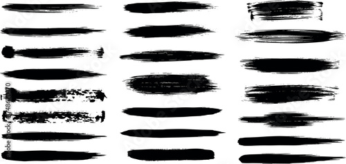 Vector Brush Strokes Collection of Black Paint Textures for Artistic Design