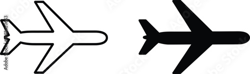Airplane Icon Set Flight Route Aircraft Travel Symbol