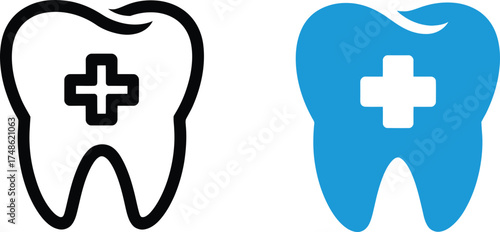 Tooth Dental Care Treatment Stomatology Health Icon Set Vector