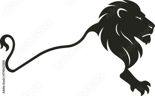 Bold lion vector with sharp lines and regal posture, symbolizing strength, courage, and leadership—perfect for logos, branding, or apparel design.