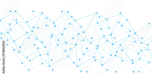 World globe blockchain technology background connect dots and lines. blue connecting dots and lines. Internet connection network high digital technology with connecting points. science, healthcare, an