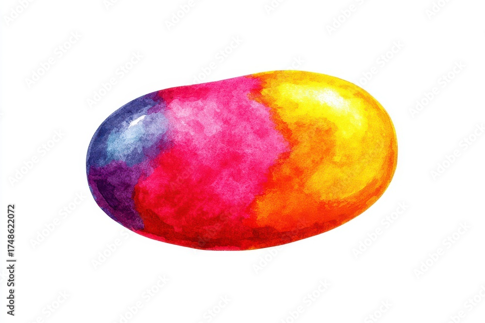 Fototapeta premium A colorful jelly bean with vibrant hues, a symbol of sweetness and joy. The candy is a delicious treat