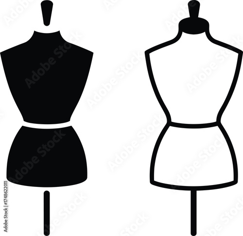Mannequin Silhouette Fashion Dress Form Icons Stylized Tailor Dummy Clothing Design