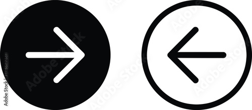 Arrow Circle Symbol Flat and Outline Vector Illustration Design