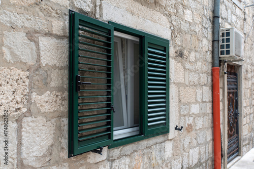 Green pvc louvered window shutters