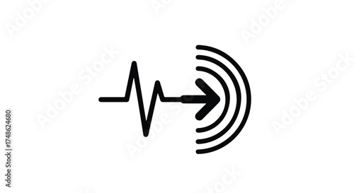 Signal wave transforming into directional arrow, symbolizing transmission and communication