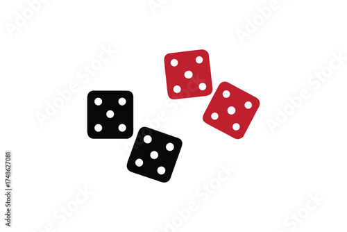 Red and black dice scattered randomly a striking visual silhouette