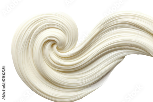 Abstract white cream swirl wave brush stroke illustration isolated on Transparent Background