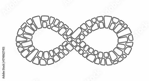 Eternity symbol created with mosaic stones, a timeless emblem, represents infinite possibilities, a modern twist on classic symbolism
