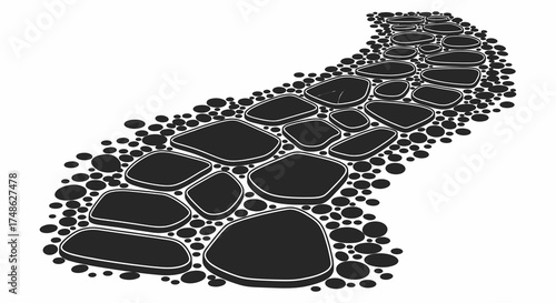 Intriguing stone pathway design creates a whimsical garden walk, perfect for landscaping projects or serene outdoor spaces