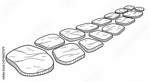 Follow the stepping stones to success, a path forward, a journey, a way to go, a promising future, a step by step process illustration