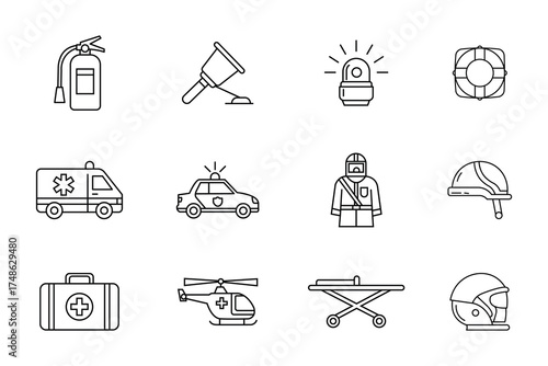 Emergency Services and Safety Line Icons