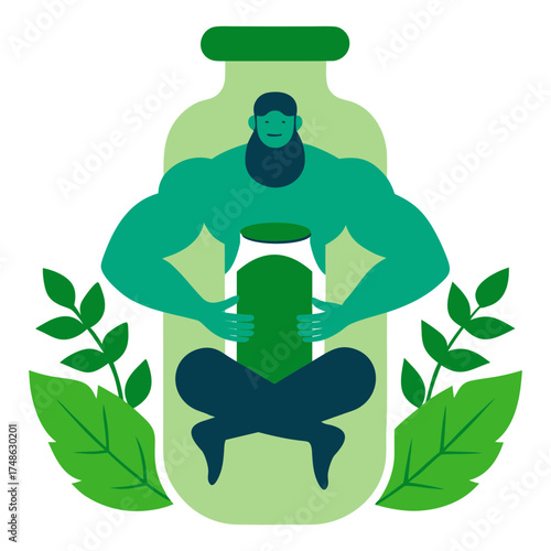 Silhouette vector of a picture for a pharmaceutical company made of leaves