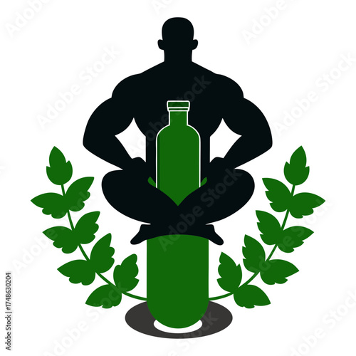 Silhouette vector of a picture for a pharmaceutical company made of leaves