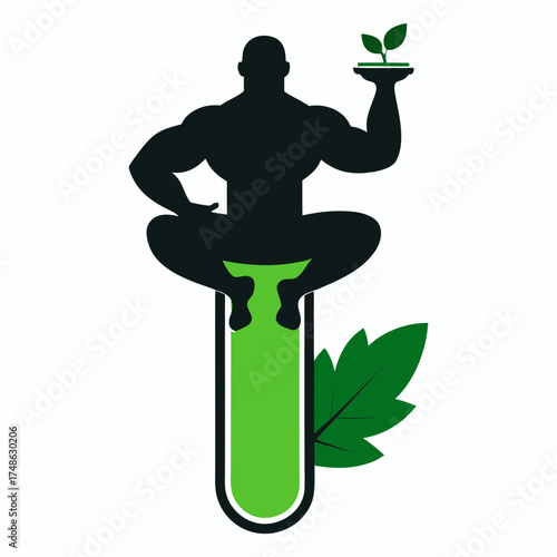 Silhouette vector of a picture for a pharmaceutical company made of leaves