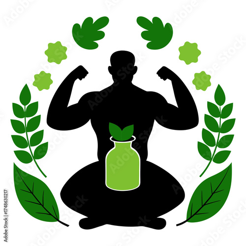 Silhouette vector of a picture for a pharmaceutical company made of leaves