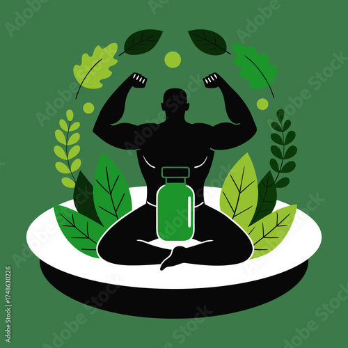 Silhouette vector of a picture for a pharmaceutical company made of leaves