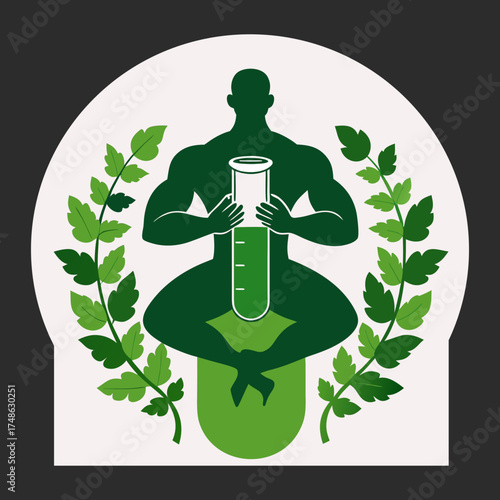Silhouette vector of a picture for a pharmaceutical company made of leaves
