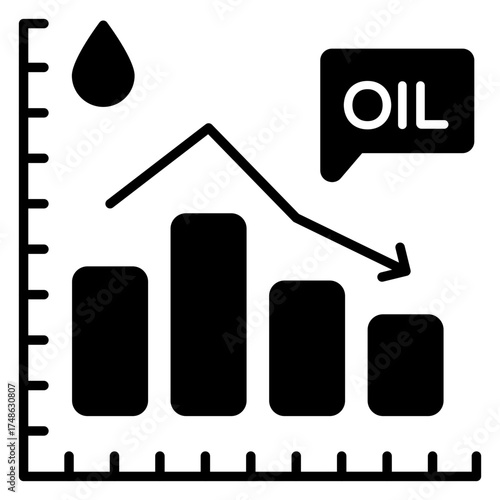 Premium download icon of oil price down 