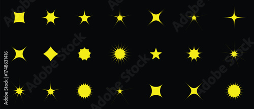 set of Twinkle Star Icon, collection of Sparkle Icon, star icon set, stars and stripes icon, vector illustration.