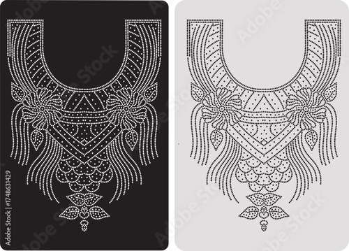 neck embroidery stencil neck design for kameez vector