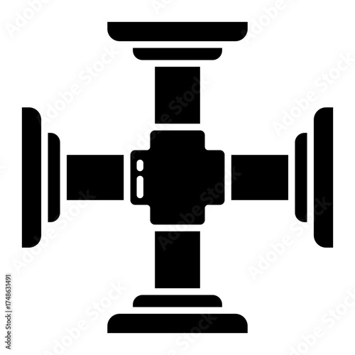 Modern design icon of 4 way pipe 