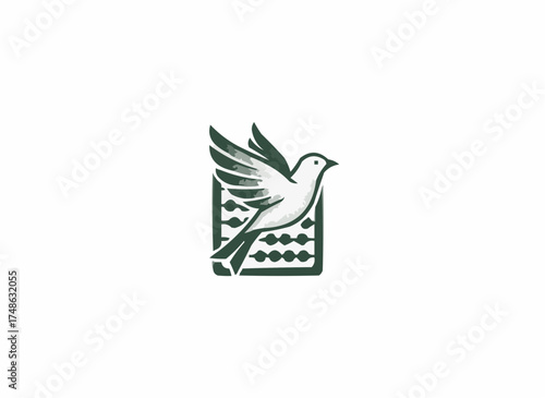 Elegant dove soaring above abacus symbolizing financial freedom and accounting innovation business growth and freedom