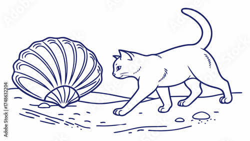 Tranquil Coastal Scene in Vector Style