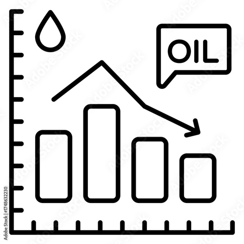 Premium download icon of oil price down 
