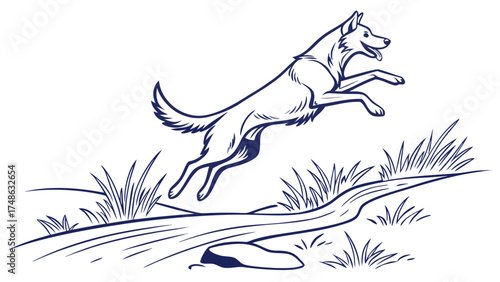 Vector Illustration of a Playful Canine in Motion