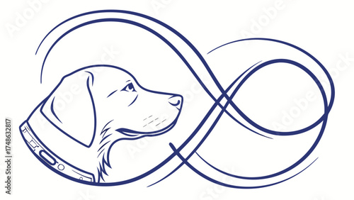 Abstract Vector Art of a Dog's Face in Blue Design for Pet Lovers, Graphic Illustration