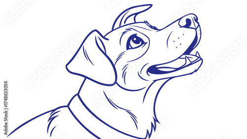 Vector Illustration of a Blue Dog with Heart Tag, Pet Design, Animal Artwork, Graphic Art, Digital Drawing
