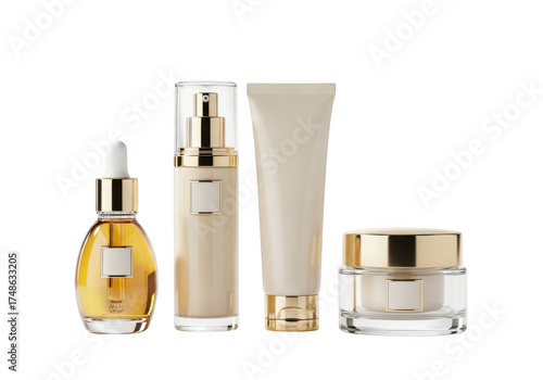 Luxury skincare products mockup isolated on transparent background