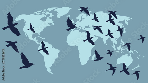 Exploring Global Migration Patterns in Nature Illustration