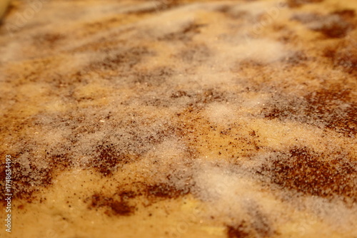 Preparations for cinnaman buns. Baking theme. Close up photo.