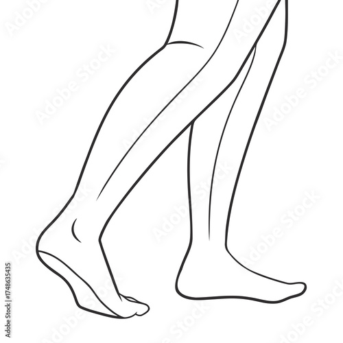 Line art illustration of legs walking forward in a simple and clean style perfect for health fashion or movement related designs and projects