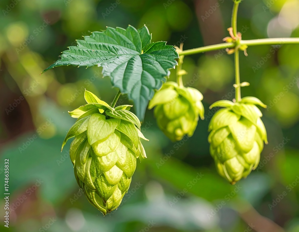 Fototapeta premium Hop cones on vine