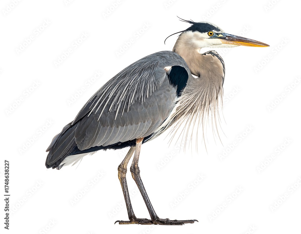 Fototapeta premium Side view of a gray heron