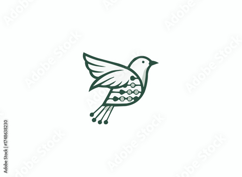 Elegant bird logo design with clean lines and modern aesthetic, a symbol of freedom and innovation for tech startups and eco-friendly brands looking for identity