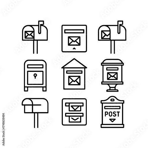 set of outline icons mailboxes vector on a white background
set of 9 line icons, vector, on a white background