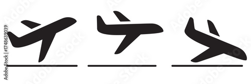 Airplane Taking Off Vector Icon — Flight Symbol, Aviation Transport, Travel Departure Illustration