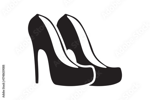 Elegant Black High Heel Shoe Silhouette Set – Classic Stiletto Pump Fashion Footwear Icon
 Vector for Style and Retail Design