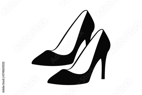 Elegant Black High Heel Shoe Silhouette Set – Classic Stiletto Pump Fashion Footwear Icon
 Vector for Style and Retail Design