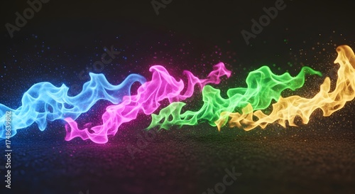 Wallpaper Mural Vibrant rainbow colored flames dance and swirl in a mesmerizing wavy pattern against a dark background Torontodigital.ca