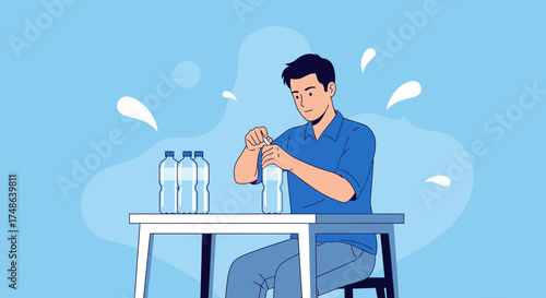 Refreshing Hydration: A Person Opening a Bottle of Pure, Clean Drinking Water