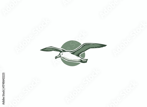 Graceful albatross soars in flight, a symbol of freedom and adventure, perfect for branding or nature themes, this bird illustration is truly captivating