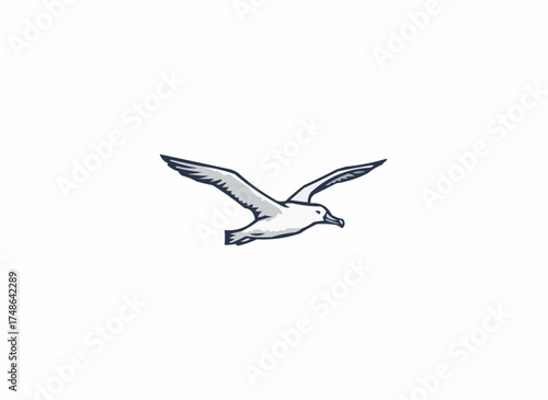 Elegant albatross soars gracefully, evoking freedom and adventure, perfect for nature enthusiasts and travel brands, originally a scalable vector graphic