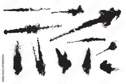 Black Paint Spray, Smoke, and Splatter Vector Collection

